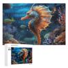 1000 PCS Jigsaw Puzzle for Adults Personalized Picture Puzzle Ocean Seahorse Customized Wooden Puzzle for Family, Birthday, Wedding, Game Nights Gifts, 20.4"x15" view 1
