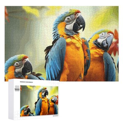 1000 PCS Jigsaw Puzzle for Adults Personalized Picture Puzzle Cute Parrots Customized Wooden Puzzle for Family, Birthday, Wedding, Game Nights Gifts, 20.4"x15"