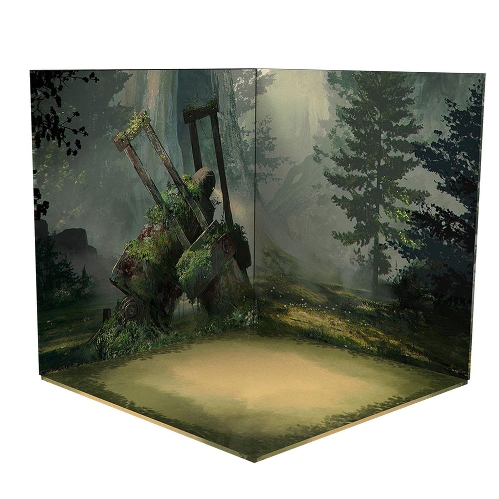 Menolana 1:6 Backdrop Scene Organizer, Simulation Parking Background Diorama Layout, Vehicle Model Showcase for Action Figures, Forest Ruins