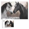 1000 PCS Jigsaw Puzzle for Adults Personalized Picture Puzzle Black and White Horses Customized Wooden Puzzle for Family, Birthday, Wedding, Game Nights Gifts, 20.4"x15" view 1