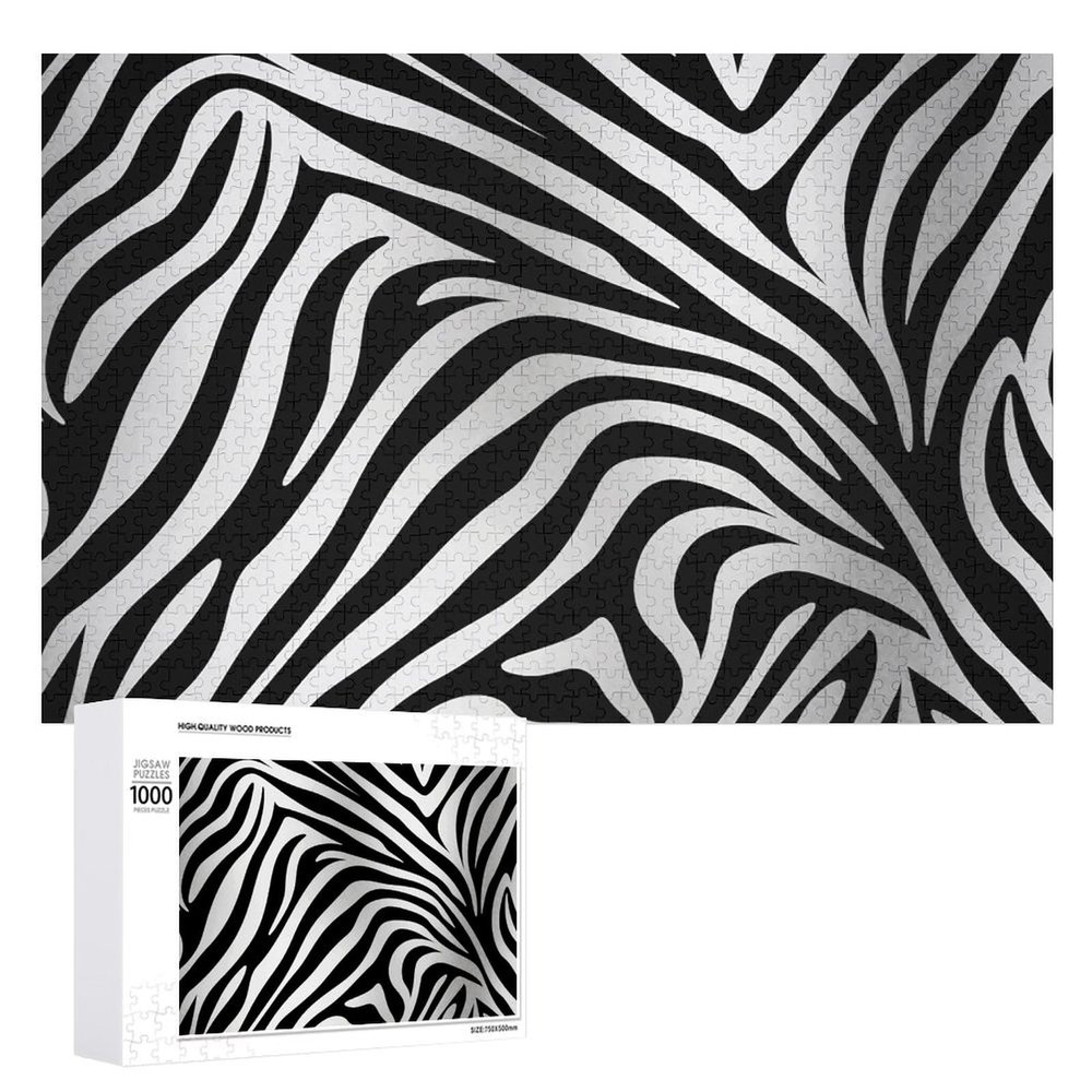 1000 PCS Jigsaw Puzzle for Adults Personalized Picture Puzzle Zebra Print Customized Wooden Puzzle for Family, Birthday, Wedding, Game Nights Gifts, 20.4"x15"