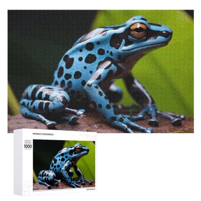 1000 PCS Jigsaw Puzzle for Adults Personalized Picture Puzzle Dart Frog Blue Customized Wooden Puzzle for Family, Birthday, Wedding, Game Nights Gifts, 20.4"x15"