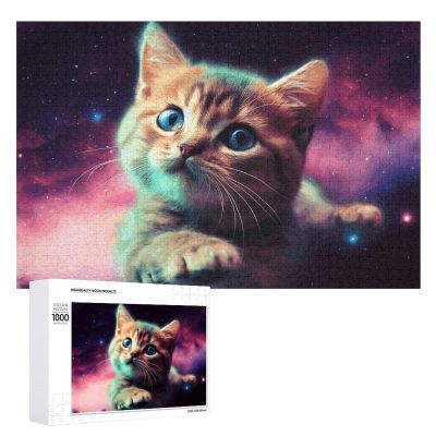 1000 PCS Jigsaw Puzzle for Adults Personalized Picture Puzzle Galaxy Cat Baby Customized Wooden Puzzle for Family, Birthday, Wedding, Game Nights Gifts, 20.4"x15"