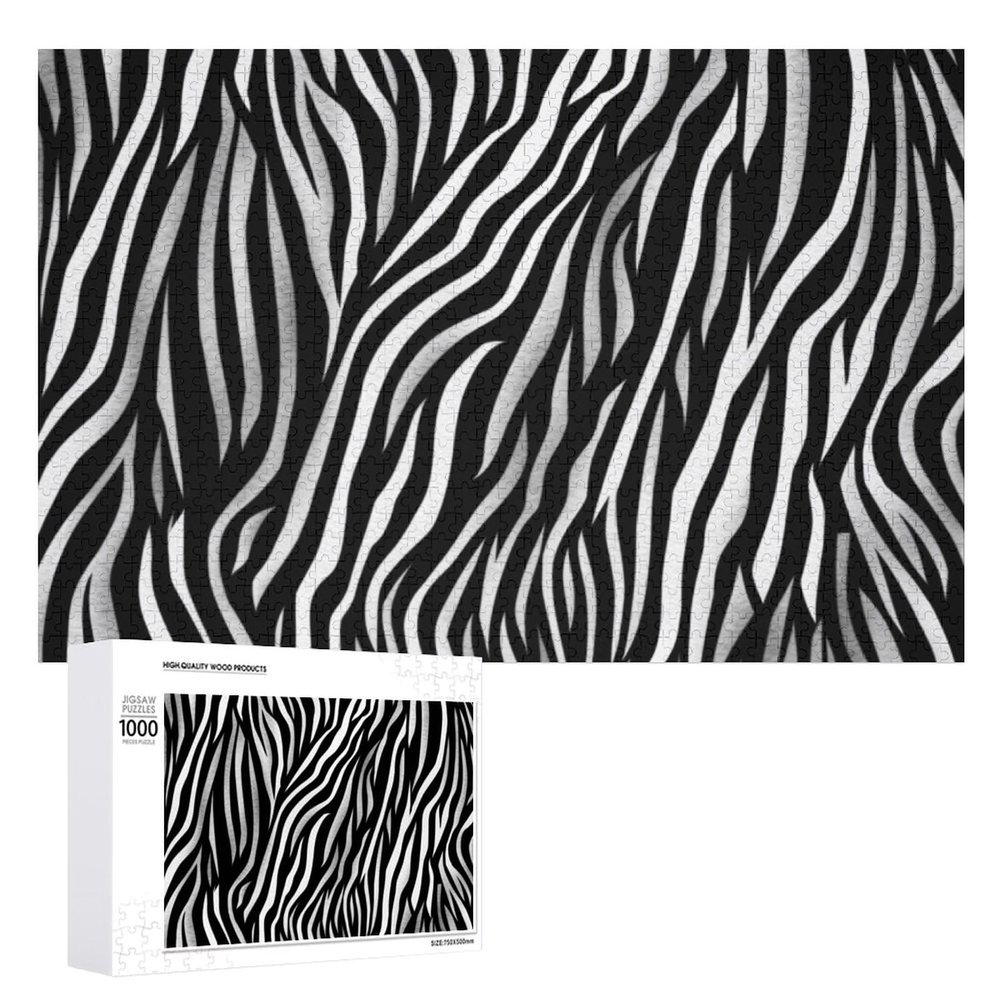 1000 PCS Jigsaw Puzzle for Adults Personalized Picture Puzzle Zebra Print Customized Wooden Puzzle for Family, Birthday, Wedding, Game Nights Gifts, 20.4"x15"