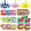 126 PCS Classroom Happy Birthday Kits for Kids, Include Adjustable Birthday Crowns, Multicolor Silicone Bracelets, Pencils & Badge Stickers, Reward Students School Party Favors Teacher Supplies view 1
