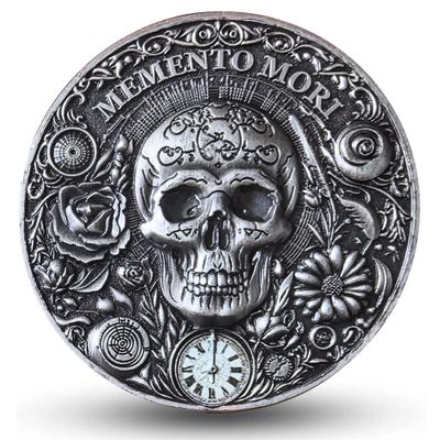 Memento Mori Memento Vivere Motivational Challenge Coin for Embracing Life and Remembering Mortality (Single Coin)