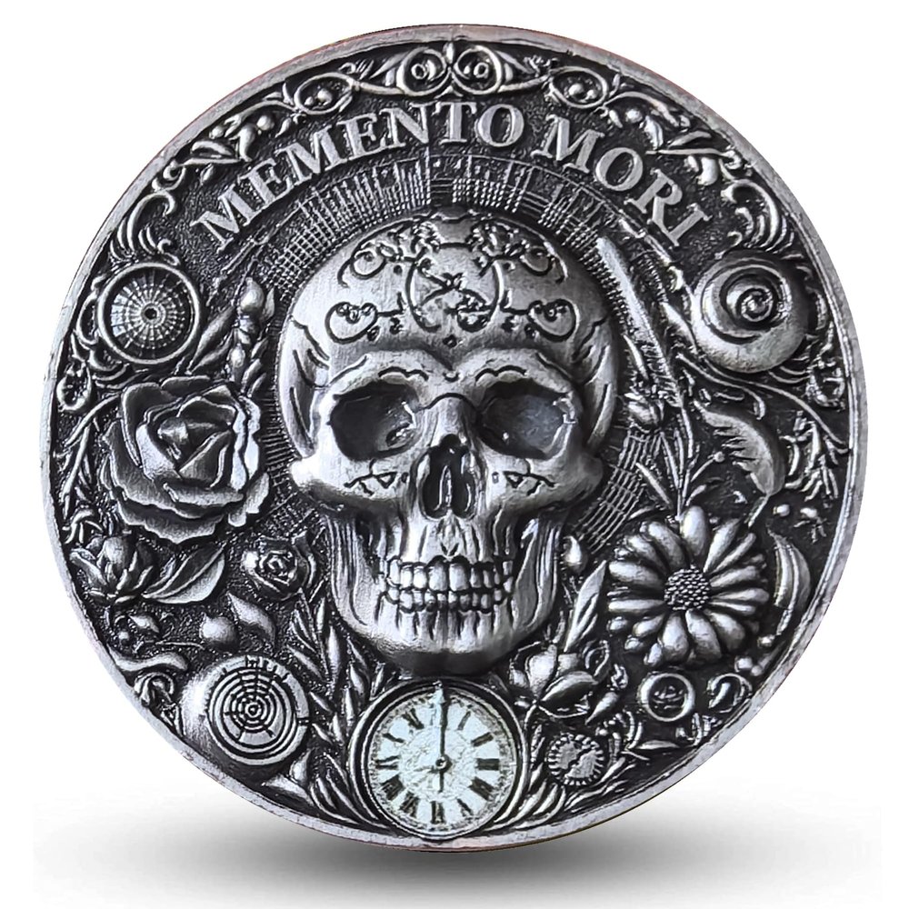 Memento Mori Memento Vivere Motivational Challenge Coin for Embracing Life and Remembering Mortality (Single Coin)