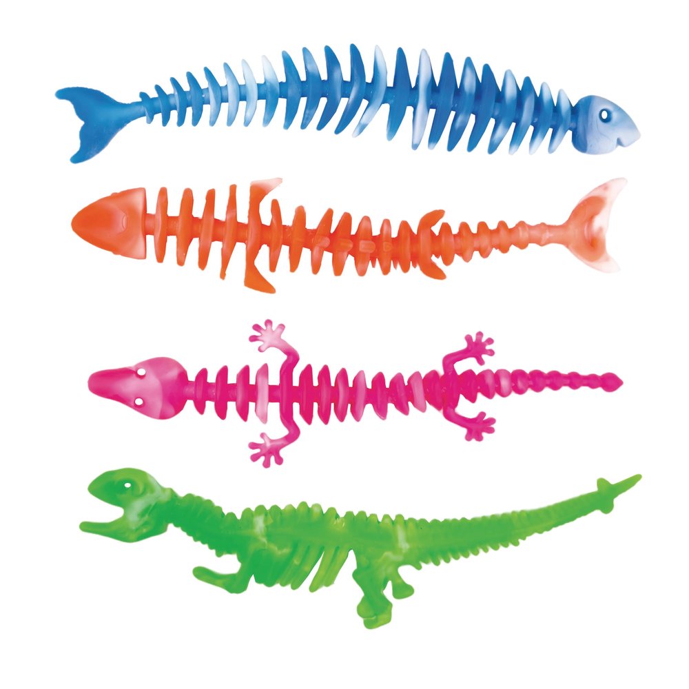 Raymond Geddes Prehistoric Silicone Sensory Bracelet (Set of 24) - Silicone Animals Noodle Toy Bracelets in 4 Fun Shapes