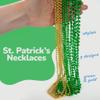 ArtCreativity St Patricks Day Beads Necklaces - Set of 12 33' Necklaces - St Patricks Day Accessories - Shamrock Green Day Beaded Necklace for Mardi Gras Decor, Irish Throw Costume Party view 3