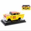 1957 Chevy 150 Sedan #91 Yellow with Red Hood and Top Limited Edition to 6250 Pieces Worldwide 1/24 Diecast Model Car by M2 40300-117A view 1