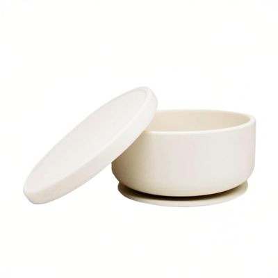 SMPL Premium BLW Suction Silicone Bowl with Cover - Milky White