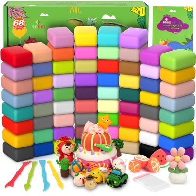 Air Dry Clay for Kids,Modeling Clay Kit 68 Colors with Sculpting Tools,Model Magic Clay, Arts and Crafts Gift for Birthdays & Holidays Boys Girls Ages 3-12