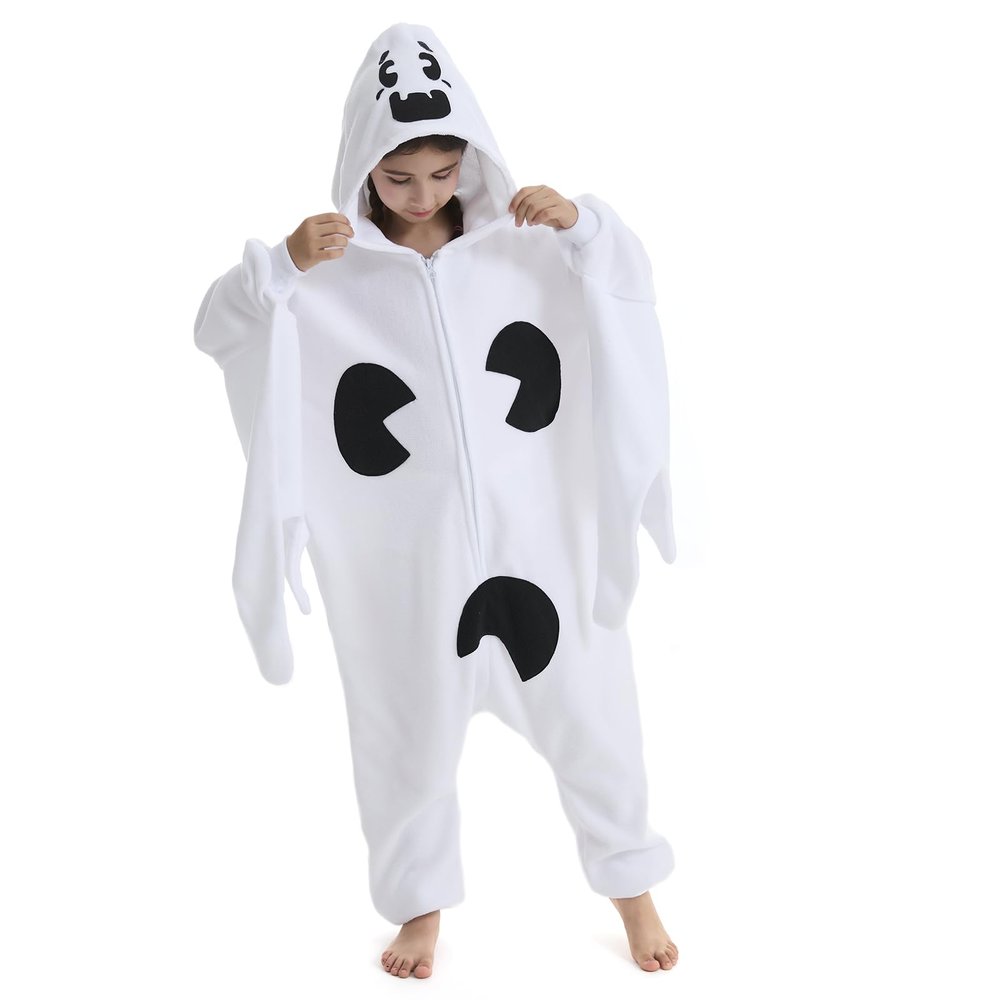 OGU' DEAL Halloween Ghost Costume Kids Onesie Girls Halloween Cosplay Boy White Boo Spooky Ghost One Piece Jumpsuit Outfit