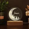 Personalized Night Light for Kids, Baby Night Light Personalized, Custom Baby Night Lights for Nursery, Custom Led Light Wooden Base, Bedroom Bedside Light, Nursery Night Light (Moon Forest) view 1