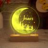 Personalized Night Light for Kids, Baby Night Light Personalized, Custom Baby Night Lights for Nursery, Custom Led Light Wooden Base, Bedroom Bedside Light, Nursery Night Light (Moon Forest) view 4