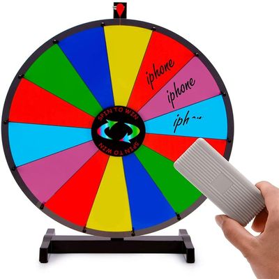 18-inch Prize Wheel Fortune Game, 14 Color Slots Large Tabletop Spinning Prize Wheel with Dry Erase Markers & Eraser, Supermarket Casino Lucky Wheel Game