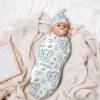 Shishiimo Custom Elephant Leaf Baby Swaddle Blanket & Hat Set-Personalized Elephant Swaddle Sack for 0-6 months Baby-Newborn Infant Birth Shower Party Gifts view 2