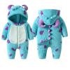 Nicoxijia Toddler Baby Halloween Costume Fuzzy Warm Hooded Romper Funny Cosplay Zip-Up Jumpsuit Fall Winter Animal Outfit (Blue, 12-18 Months) view 2