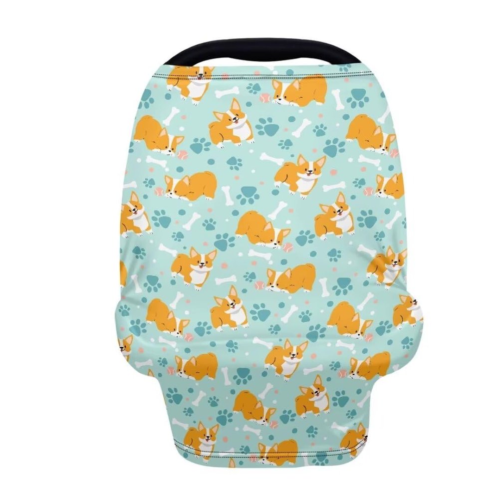 Coldinair Corgi Car Seat Covers for Babies Boys Girls,Soft Stretchy Infant Carseat Canopy,Multi Use Nursing Cover Breastfeeding Scarf