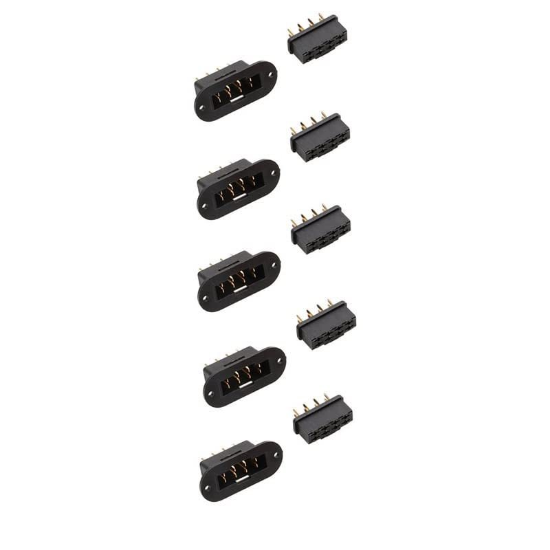 5Pairs Gold Plated Terminal Red Servo Connectors MPX 8 Pins Connector Plug RC Accessories for RC Model Car Plane Boat Charger(5pairs Black)