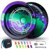 MAGICYOYO V12 Finger Spin Yoyo Professional Responsive Yo yo for Kids & Adults, Unresponsive Yoyo for Advanced, Professional Yo Yo with 12 Strings & Yo-Yo Accessory Kit - Black Green Purple view 1
