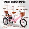 Kids Outdoor Cruiser Bikes with Passenger seat,3 Wheel Bike with Front and Rear Basket,Large Pedal tricycles,Tandem Bicycle,Ride-on trikes(Black,16inch) view 2