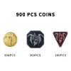 900PCS Metal DND Coins, Contains 300 Gold Coins, 300 Sliver Coins, 300 Copper Coins, for RPG Tablelap Games view 2