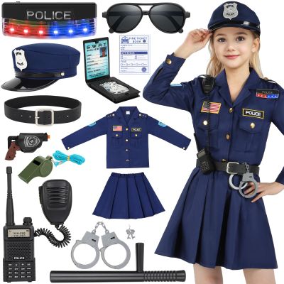 Luucio Police Officer Costume for Girls With Gear Uniform - Halloween Costume for Kids