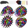 32 Sets Spring Crafts Valentine's Day Suncatchers Kit for Kids DIY Rainbow Window Stained Glass Effect Paper School Classroom Decoration Back to School Art Craft Creative Activity Project Party Favors view 1