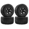 Dantenron 1/16 RC Off Road Truck Tires OD 104mm and Hard Plastic Wheels Rims 12mm Hex 1/10 Rubber Monster Tyres for 1:16 Scale Truck Car MJX Hyper Go H16 16207 16208 16209 16210 4PCS (Black) view 1