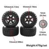 Dantenron 1/16 RC Off Road Truck Tires OD 104mm and Hard Plastic Wheels Rims 12mm Hex 1/10 Rubber Monster Tyres for 1:16 Scale Truck Car MJX Hyper Go H16 16207 16208 16209 16210 4PCS (Black) view 2