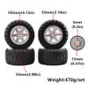 Dantenron 1/16 RC Off Road Truck Tires OD 104mm and Hard Plastic Wheels Rims 12mm Hex 1/10 Rubber Monster Tyres for 1:16 Scale Truck Car MJX Hyper Go H16 16207 16208 16209 16210 4PCS (White) view 2