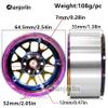 Chanjorlin 2.2 Beadlock Wheels Rims 12mm Hex 1/10 Aluminum Alloy Mud Slingers Hubs for 1:10 RC Rock Crawler Car Axial SCX10 Tamiya CC01 D90 RR10 RC4WD Gen8 Traxxas TRX4 2.2" Tires 4PCS (Rainbow) view 2
