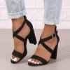 Women's Chunky High Heel Sandal Strappy Open Toe Ankle Strap Dress Shoes for Women Cross Strap Zip Up Pumps Sandals view 2