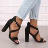 Women's Chunky High Heel Sandal Strappy Open Toe Ankle Strap Dress Shoes for Women Cross Strap Zip Up Pumps Sandals view 3