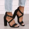 Women's Chunky High Heel Sandal Strappy Open Toe Ankle Strap Dress Shoes for Women Cross Strap Zip Up Pumps Sandals view 4