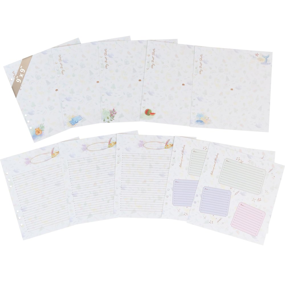 9" x 9" Extra Pages for Photos, Stories, and Wishes  Perfect Fit for Yulka Crafts Baby Memory Book Choose Joy 9" x 9" | 10 Additional Paper Sheets for Loose-Leaf Baby Photo Album - Refill Paper Set