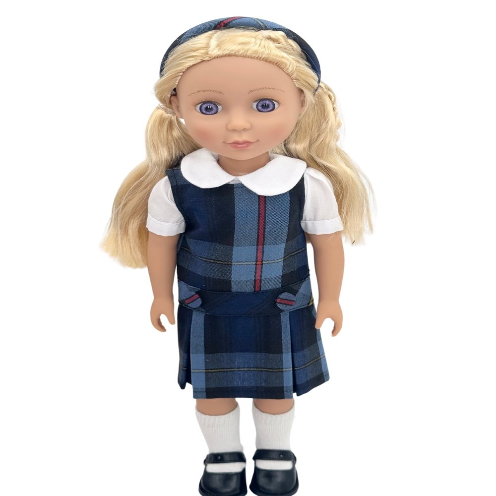14.5 inch Doll Outfit-School Plaid Jumper include Blouse and Matching Headband/Add on Option: Sock and Shoe (Doll is not included) (Jumper,White Sock,Matte Shoe, Plaid 41)