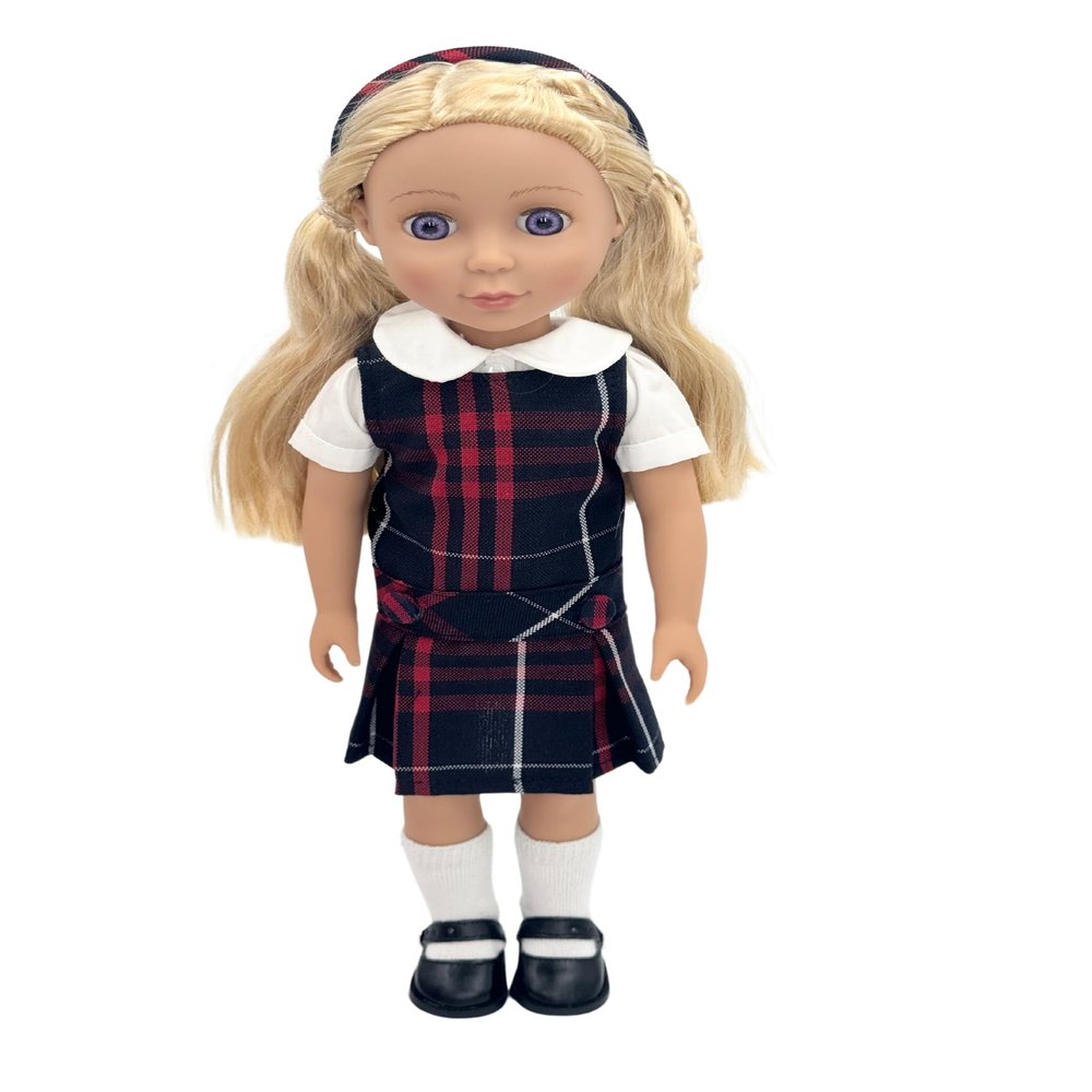 14.5 inch Doll Outfit-School Plaid Jumper include Blouse and Matching Headband/Add on Option: Sock and Shoe (Doll is not included) (Jumper,White Sock,Shiny Shoe, Plaid 36)