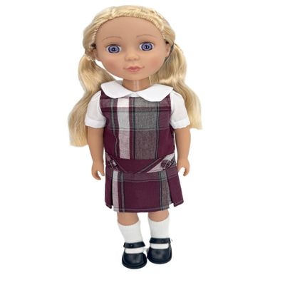 14.5 inch Doll Outfit-School Plaid Jumper include Blouse and Matching Headband/Add on Option: Sock and Shoe (Doll is not included) (Jumper,White Sock,Matte Shoe, Plaid 54)