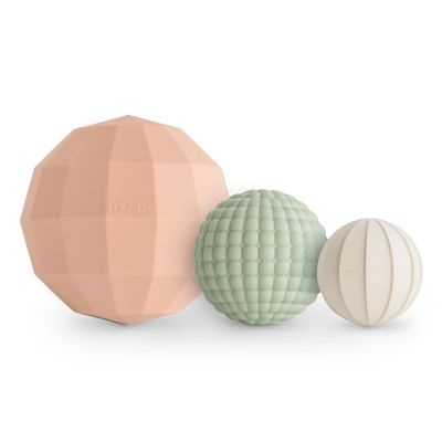 mushie Silicone Nesting Spheres Sensory Toy (Blush) | Pack of 3
