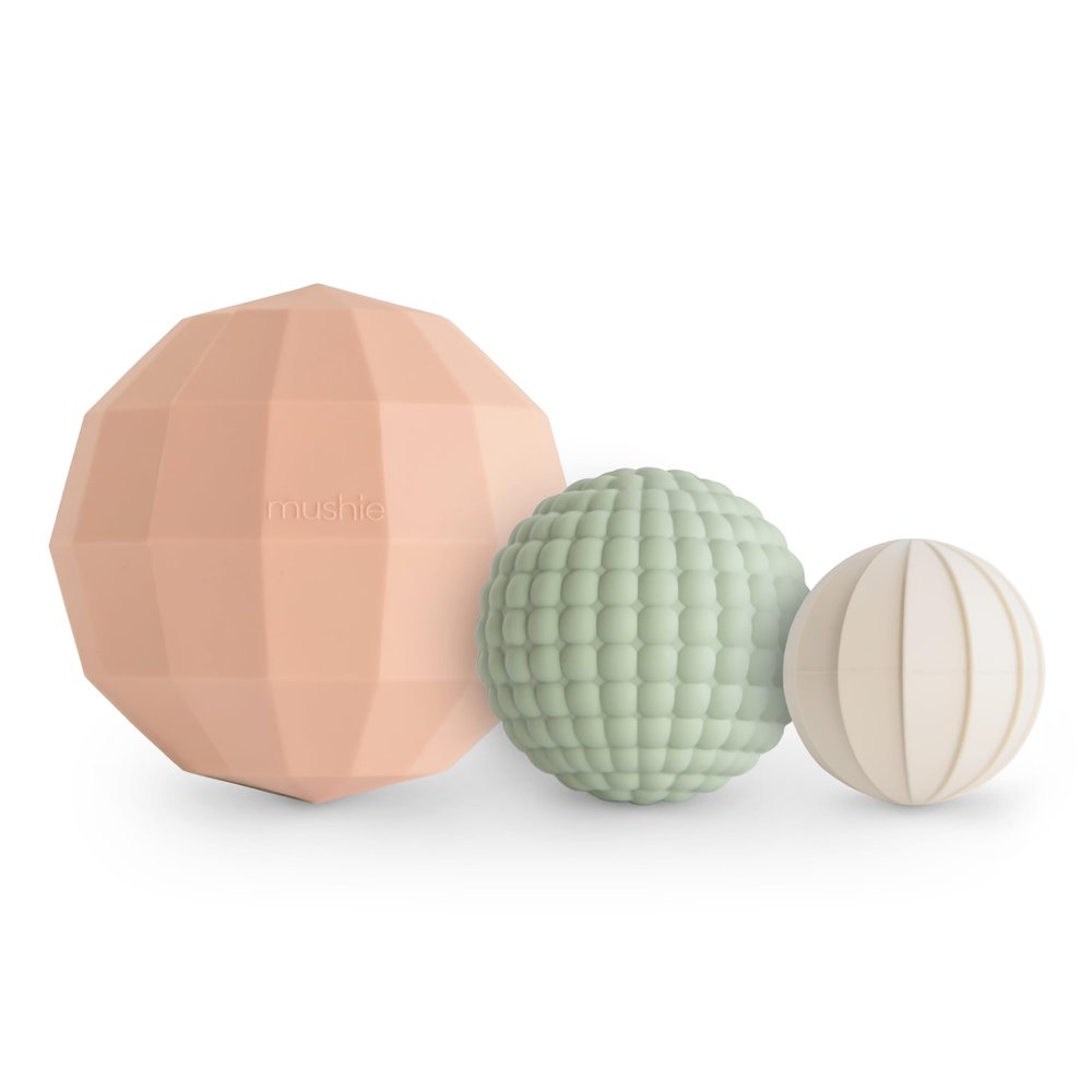 mushie Silicone Nesting Spheres Sensory Toy (Blush) | Pack of 3