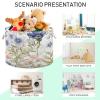 Bulletgxll Cotton Rope Basket Watercolor Floral Large Storage Basket 20" x 14" Laundry Basket With Handles for Blankets Toys Clothes Book view 4