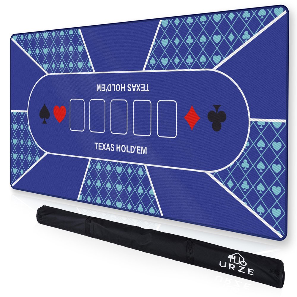 Poker Table Top - Foldable 70" x 35" Texas Hold'em Poker Mat with Non-Slip Backing and Zipper Carrying Bag - Waterproof and Portable Casino Table Topper Card Mat for Home Game Nights Up to 10 Players