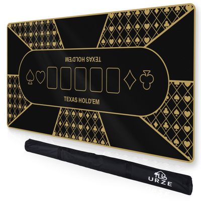 Poker Table Top - Foldable 70" x 35" Texas Hold'em Poker Mat with Non-Slip Backing and Zipper Carrying Bag - Waterproof and Portable Casino Table Topper Card Mat for Home Game Nights Up to 10 Players