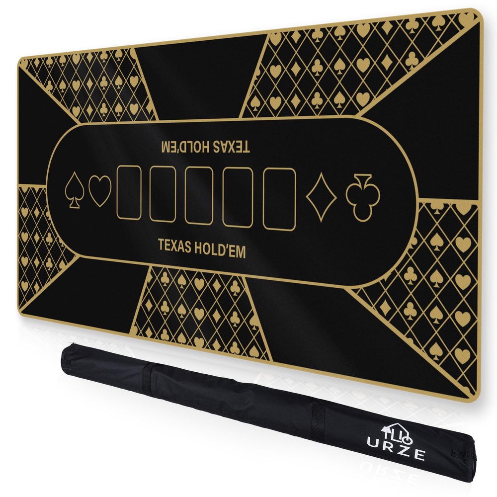 Poker Table Top - Foldable 70" x 35" Texas Hold'em Poker Mat with Non-Slip Backing and Zipper Carrying Bag - Waterproof and Portable Casino Table Topper Card Mat for Home Game Nights Up to 10 Players