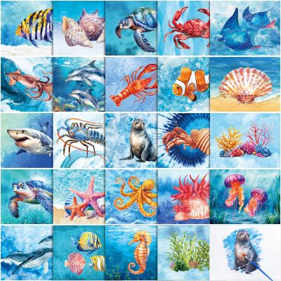 Trandraft 24 Pcs Dementia Products for Elderly Reusable Water Doodle Coloring Set Alzheimers Activities for Seniors Crafts with 1 Painting Brush Painting Gifts for Nursing Home Patients(Ocean Life)