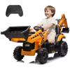 24V JCB Ride On Excavator, Construction Electric Vehicle for Kids 3-8 with Tractor, Bulldozer, Digging Arm, Remote Control, Adjustable Speeds, Yellow view 1