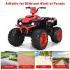 GLACER Kids ATV, Toddler 4 Wheeler w/2 Speeds, LED Headlights, Slow Start, Horn, Music, Treaded Tires, 12V Battery Powered Electric Ride On Toy, Toddler ATV for Kids 3-7 Years (Red) view 2