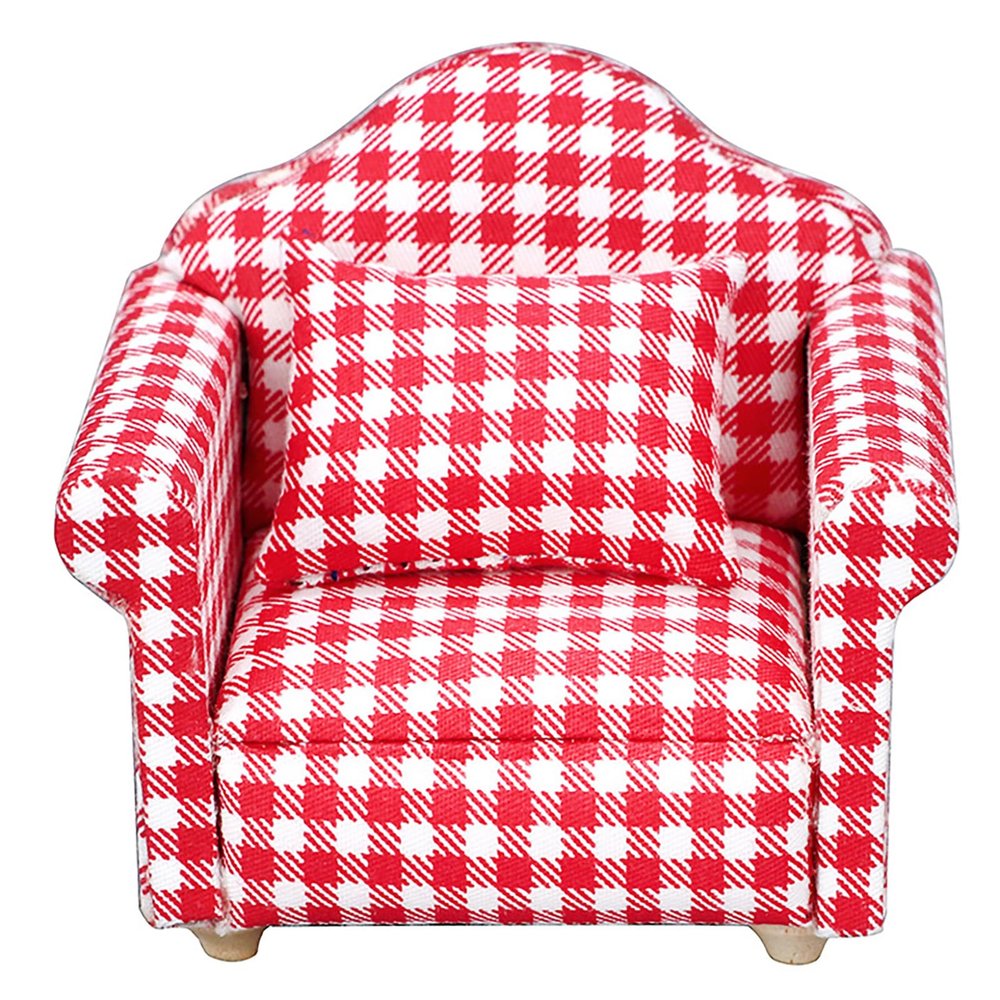 1:12 Scale DIY Dollhouse Sofa Miniature Living Room Couch with Pillow Doll Bedroom Accessories Decor Mini Doll House Furniture